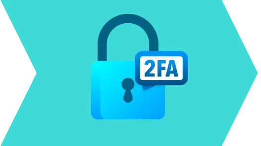 An arrow with the text '2FA' depicting the second step