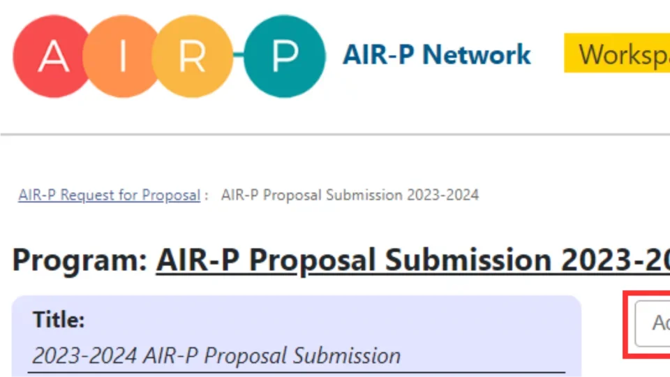 A screenshot showing the proposal submission website, with the Add Proposal button outlined