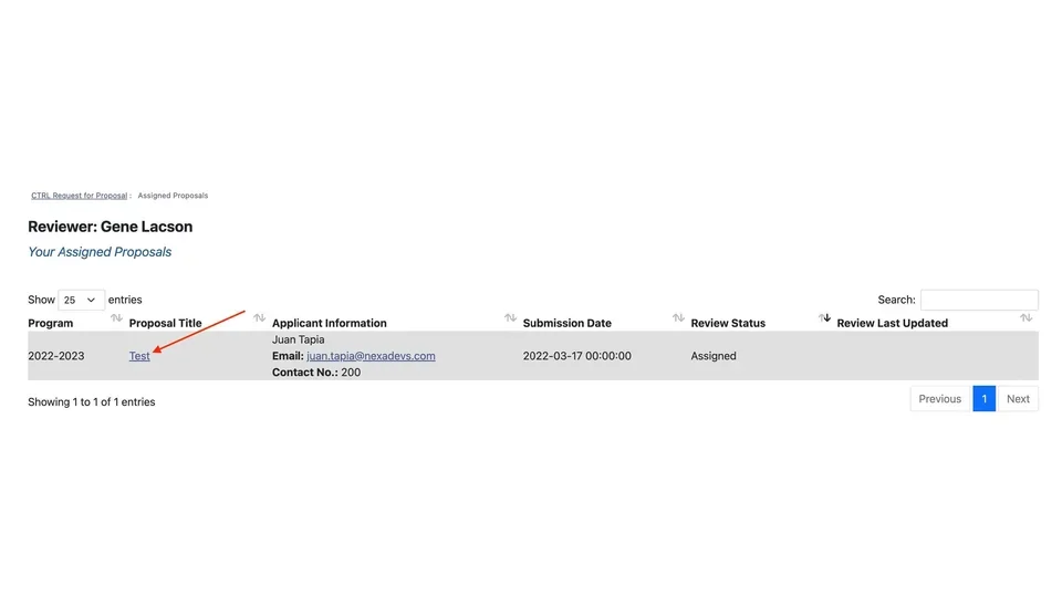 Reviewer landing page