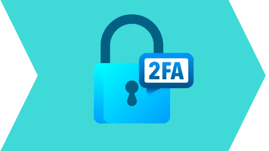 An arrow with the text '2FA' depicting the second step