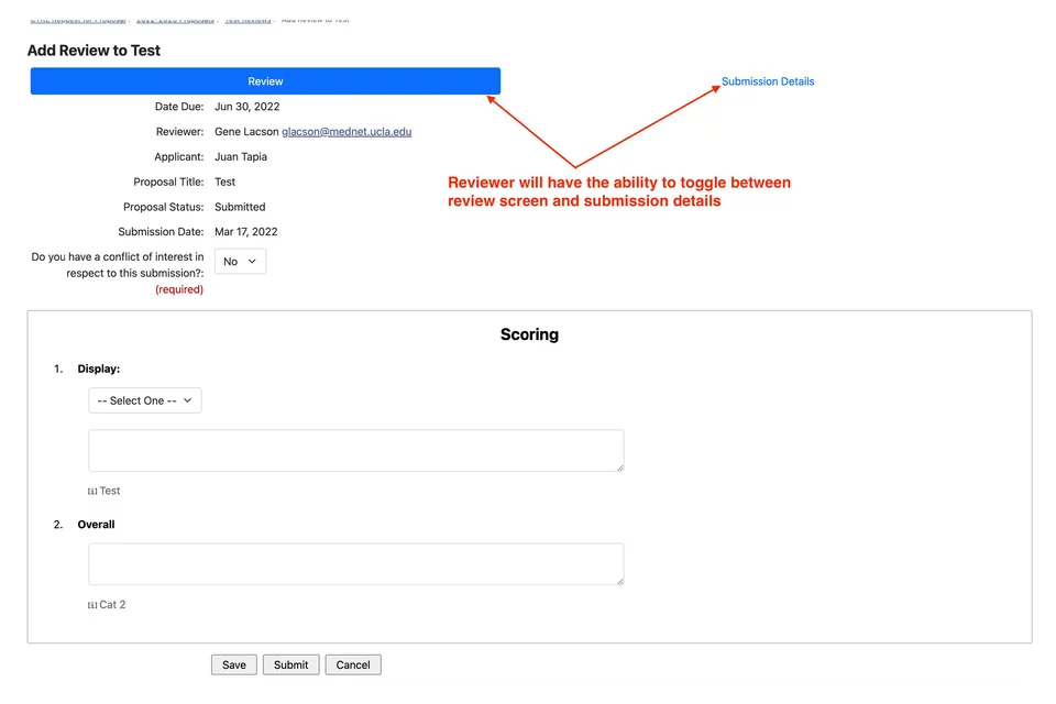 Entering review scoring