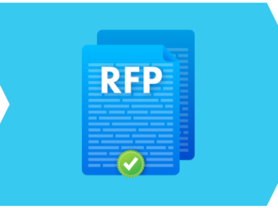 An arrow with the text 'RFP' with a checkmark, depicting the third and last step
